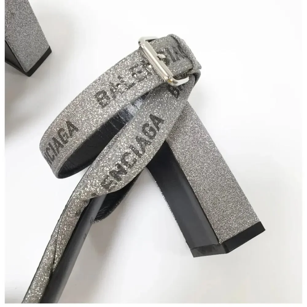 Balenciaga Round Glitter Logo Sandals Sz.38 - Picture 6 of 8